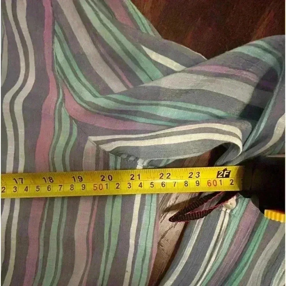 Ruby Rd Women’s L V Neck Button‎ Down Striped Rayon Blend Long Sleeve Top - Picture 7 of 13